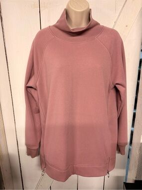 Dusty Rose Mock Neck Pullover Sweatshirt